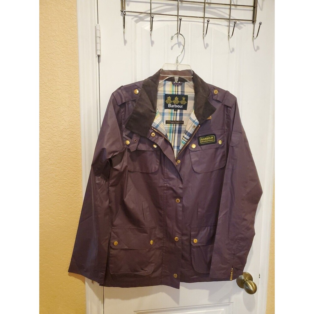 Barbour International Purple Waterproof Breathable Belted Jacket sz S - Picture 8 of 16